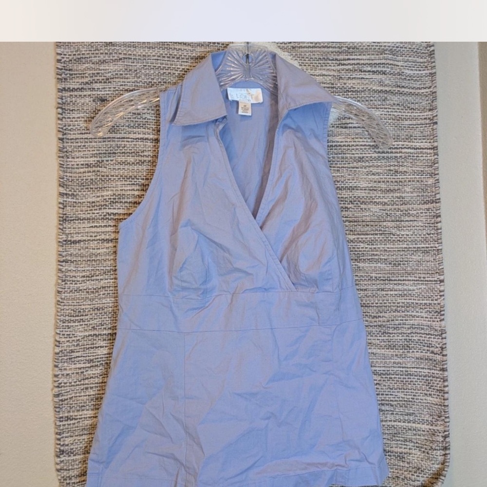 LOFT Soft Blue Collared Top
